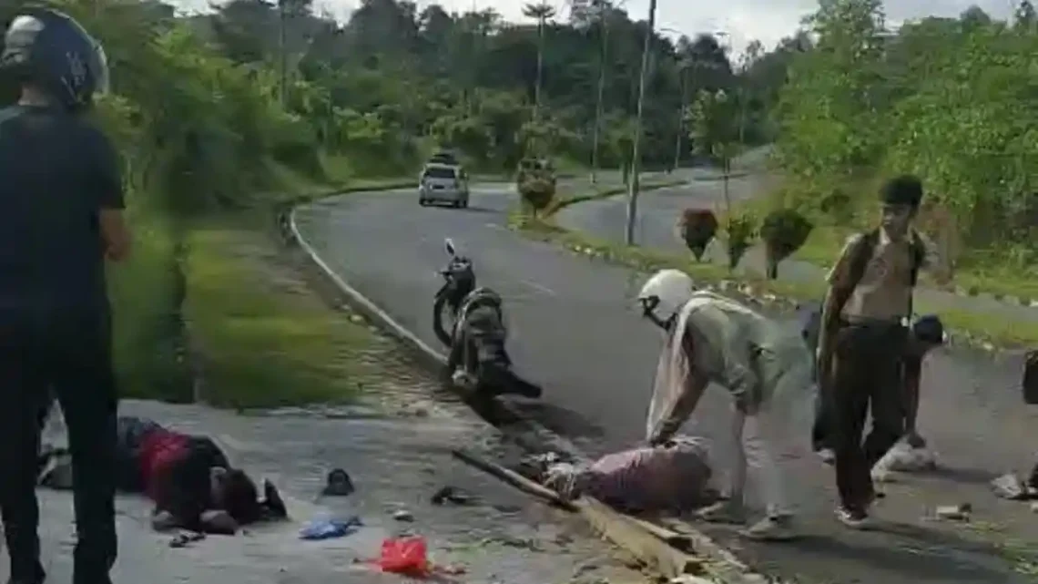 Tabrakan Mobil dan Motor, Dua Perempuan Terkapar