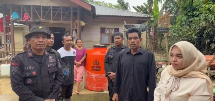Pascabanjir,Brimob Bangun Sumur Bor Bagi Warga Aceh Tamiang