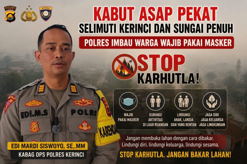 Udara Memburuk, Polres Kerinci Serukan Warga Jangan Lupa Pakai Masker